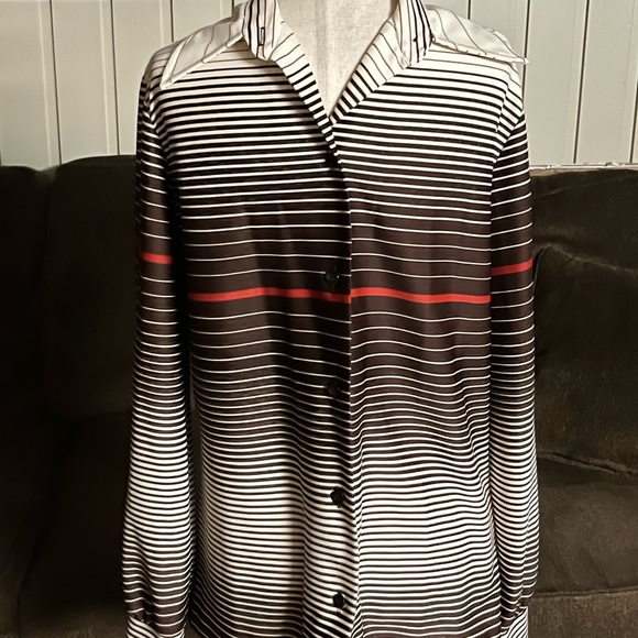 Styled by Terry Chicago • Vtg • Brown/White • Striped • Women • Large • Blouse - Picture 4 of 16